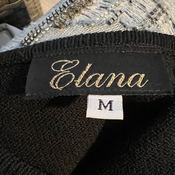 ELANA Black sleeveless knit dress with black shoulder bow with rhinestones. - Picture 5 of 6